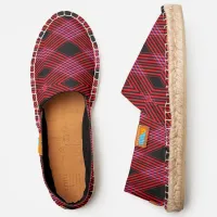 Gingham Checked Red & Black Diagonal Pattern, ZEA Espadrilles