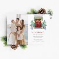 New Home Christmas Door Moving Photo Holiday Postcard