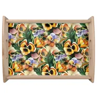 Graceful Stylish Gorgeous Vintage Pattern Pansies Serving Tray