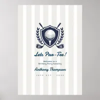 Navy & Cloud Dancer Preppy Golf Birthday Welcome Poster