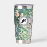 *~ Vintage Girl Floral Monogram Roses AP84  Insulated Tumbler