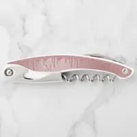 Rose Gold Sparkle Dripping Glitter Monogram Waiter's Corkscrew