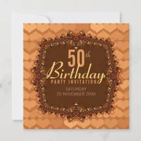 50th Golden Hearts Birthday Party Invitations