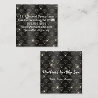 Elegant Black and White Gold Glitter Diamonds  Square Business Card