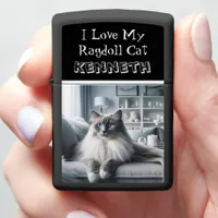 Ragdoll Cat Relaxing in Cozy Living Room Zippo Lighter