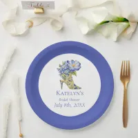 Modern Blue Chinoiserie High-Heel Shoe Paper Plates