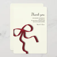 Simple Elegant Minimalist Red Bow Thank You Card