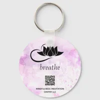 *~* Pink QR - BREATHE Lotus Branding SWAQ Keychain