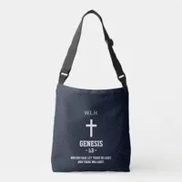 Black Flecks Pattern Bible Chapter Verse Christian Crossbody Bag