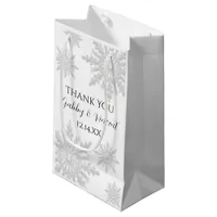 White Winter Snowflakes Wedding Thank You Small Gift Bag