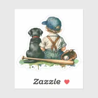 Vintage Baby, Dog and Baseball | It's a Boy Sticker