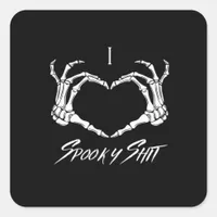 Spooky Classic - Skeleton Hands Heart Square Sticker