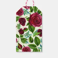 Burgundy Roses Floral Print Gift Tags