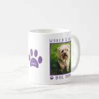 World's Best Dog Mom Purple Paws Name Pet Photo Coffee Mug
