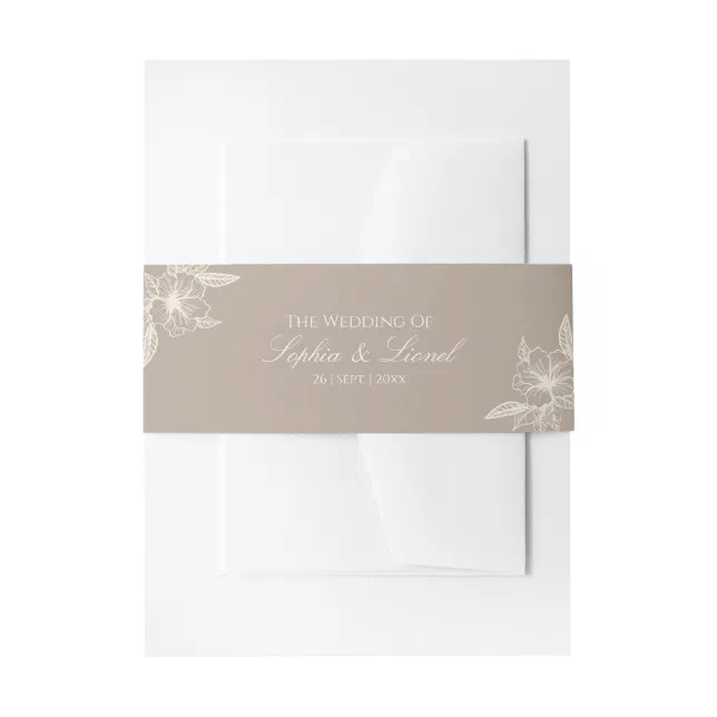 Minimal Elegant Floral Wedding Invitation Belly Band