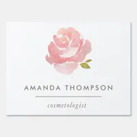 Chic Watercolor Blush Pink Rose Sign