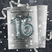 Glamorous Diamond Sweet 16 Birthday Celebration Invitation