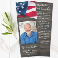 Patriotic Memorial US Flag Photo Funeral Prayer Bookmarks