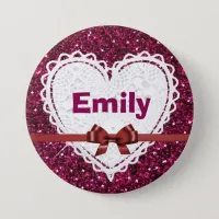 Personalize with your Name Burgundy Button