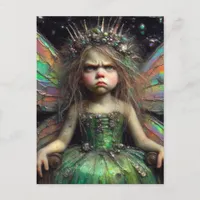 Grumpy Fairy in Green Dress Postcard