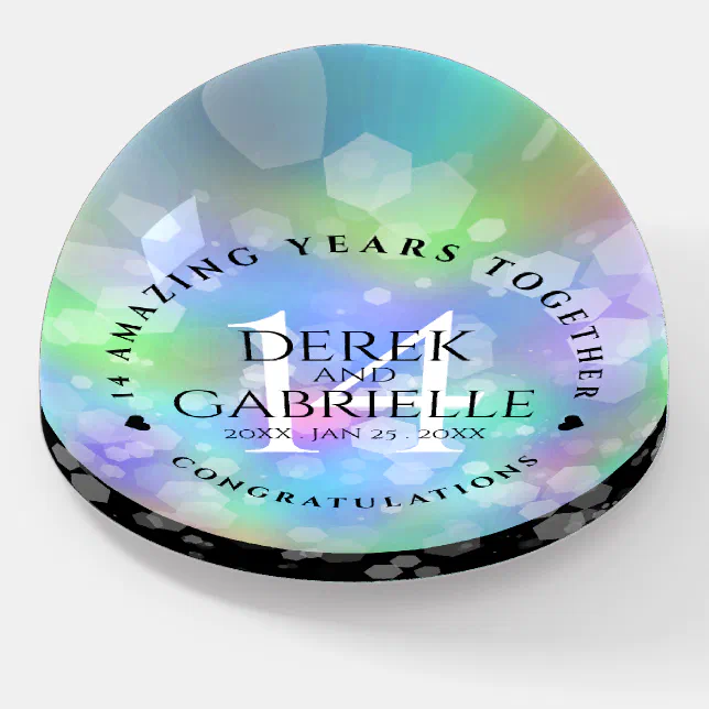 Elegant 14th Opal Wedding Anniversary Celebration Paperweight