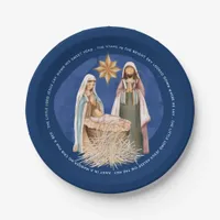 Away In A Manger Carol Lyrics Gold Nativity Blue Paper Plates