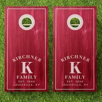 Family Name Red Wood Year Established Monogram Cornhole Set