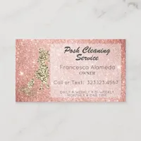 Cleaning Service Rose Gold Glitter + 14K  Template Business Card