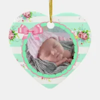 Mint Green & Pink Christmas Keepsake Ornament