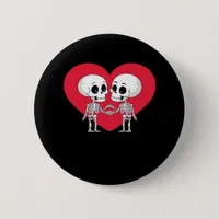 Valentines Day Funny Skeleton Hand Heart  Button