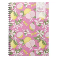 Pink Lemonade Floral Personalized Notebook