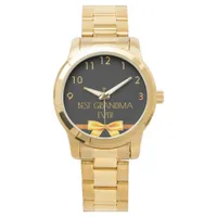Grandmother best grandma ever black gold watch