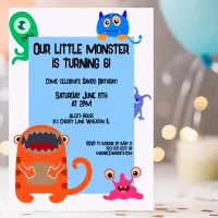 Brightly Colored Cute Monster Kid's Birthday Party Invitation