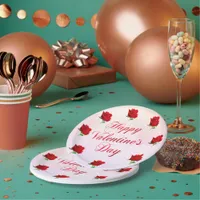 Happy Valentine's Day Soft Pastel Red Roses Party Paper Plates