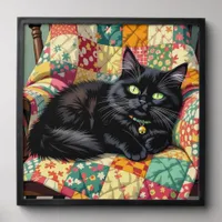 Cute Black Cat on Rocking Chair   Peel And Stick Photo Tile