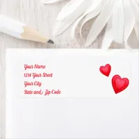 Valentine's Day Red Hearts  Label