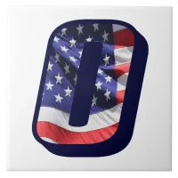 American Flag Letter "O" Large Photo Ceramic Tile