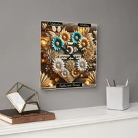 Timeless Heart 5th Anniversary Floral Arrangement Square Wall Clock