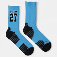 Sports Team Name Number Lt Blue Black Basketball Socks