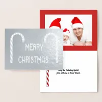 Merry Christmas Candy Cane Font, Pic, Verse, ZAtoZ Foil Card