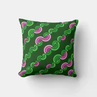 Abstract purple green flowers pattern throw pillow