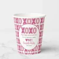 XOXO Hugs & Kisses Valentine's Day 1st Birthday Paper Cups