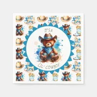 It's a Boy | Cowboy Teddy Bear Boy's Baby Shower Napkins