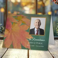 Fall Colored Leaves Funeral Memorial Sympathy Thank You Card