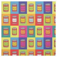 Popart Pattern of Canned Baked Beans Retro Fabric