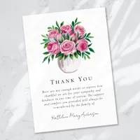 Watercolor Roses Sympathy Funeral  Thank You Card