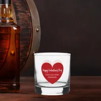 Red white heart Valentine's Day Whiskey Glass