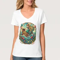 Mermaid sitting on a rock with a open treasured  T-Shirt