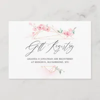 Pink Cherry Blossom Geometric Spring Wedding Enclosure Card