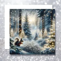 Christmas Squirrel Magical Enchanted Winter Forest Holiday Card